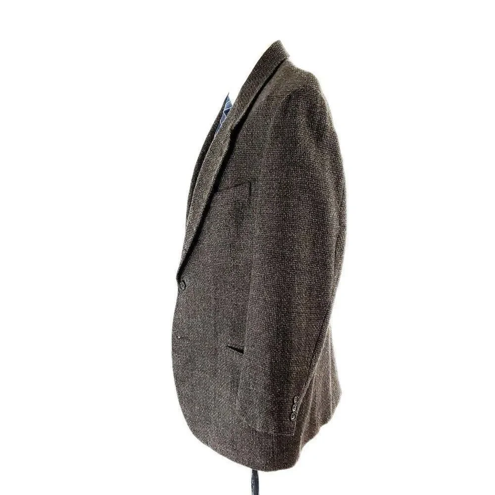 Pierre Cardin Wool Tweed‎ 2 Button Sport Coat 42R Black Green Check Spec